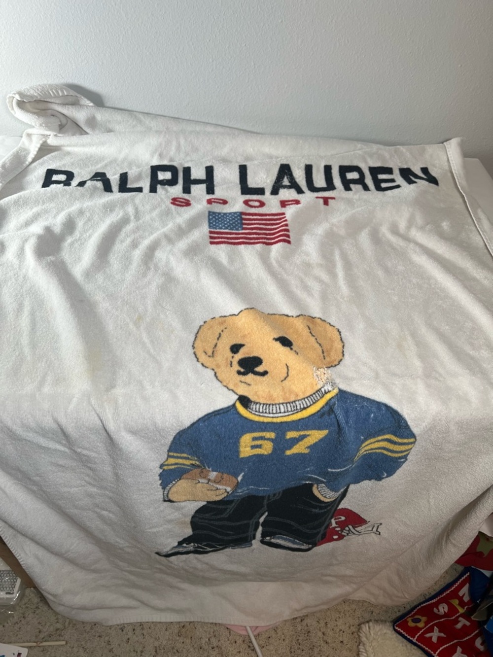 Vintage Ralph Lauren‎ Sport Teddy Bear Graphic Beach Towel